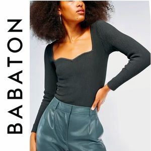 Aritzia Babaton Sculpt Knit Longsleeve in Black